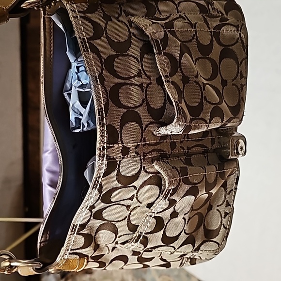 VTG Coach purse Y2K brown and patent leather yellow gold 12562 - Picture 11 of 12